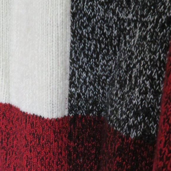 DRESSBARN Chenille Red Turtleneck Patchwork Sweater XL (K163) - Picture 5 of 6